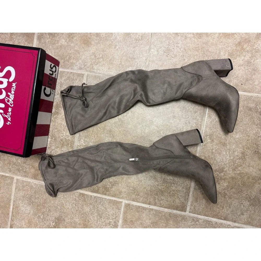 Circus by Sam Edelman Hanover Flint Grey Over the Knee Block Heel Boots Size 8 M